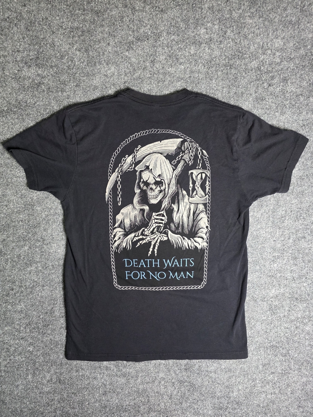Zero Foxtrot Men's "Death Waits For No Man" Grim Reaper Skull Graphic